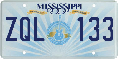 MS license plate ZQL133