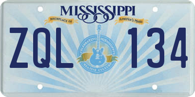 MS license plate ZQL134