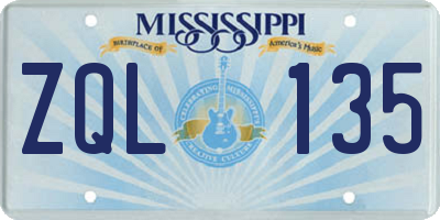 MS license plate ZQL135