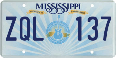 MS license plate ZQL137