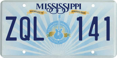 MS license plate ZQL141