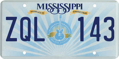 MS license plate ZQL143