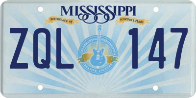 MS license plate ZQL147