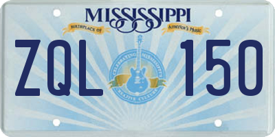 MS license plate ZQL150