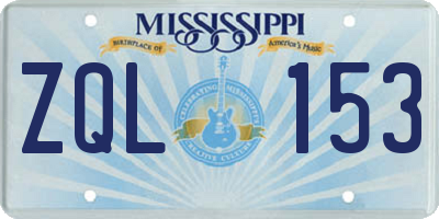 MS license plate ZQL153