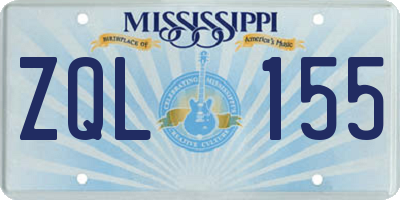 MS license plate ZQL155