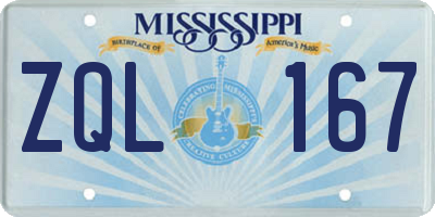 MS license plate ZQL167