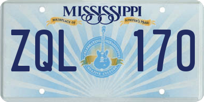 MS license plate ZQL170