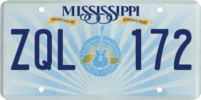 MS license plate ZQL172