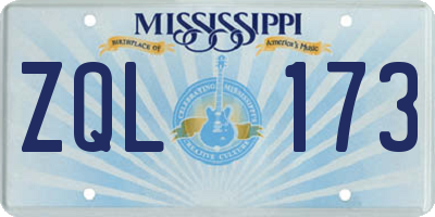 MS license plate ZQL173