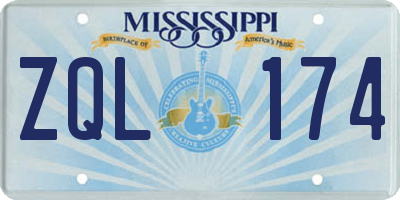 MS license plate ZQL174