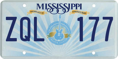 MS license plate ZQL177