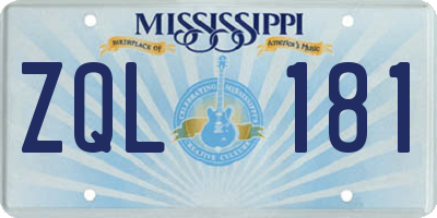 MS license plate ZQL181