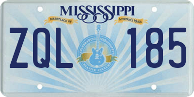 MS license plate ZQL185