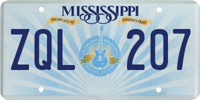 MS license plate ZQL207