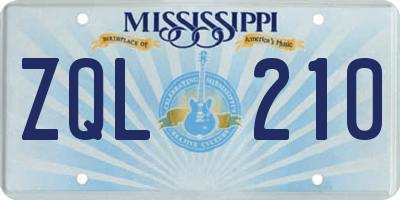 MS license plate ZQL210