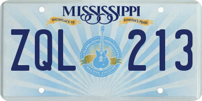 MS license plate ZQL213