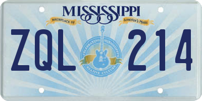 MS license plate ZQL214