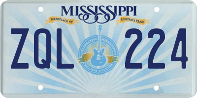 MS license plate ZQL224