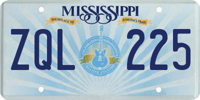 MS license plate ZQL225