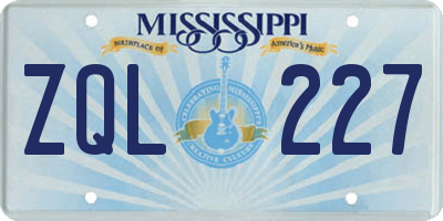 MS license plate ZQL227