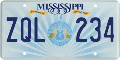 MS license plate ZQL234