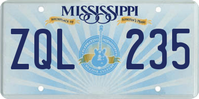 MS license plate ZQL235