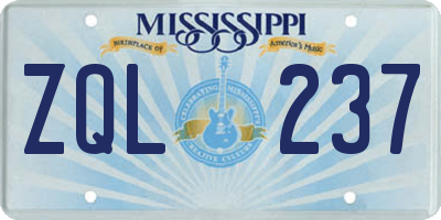 MS license plate ZQL237