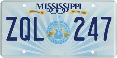 MS license plate ZQL247