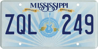 MS license plate ZQL249