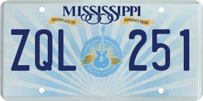 MS license plate ZQL251