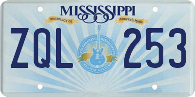 MS license plate ZQL253