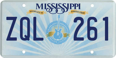 MS license plate ZQL261