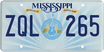 MS license plate ZQL265