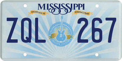 MS license plate ZQL267