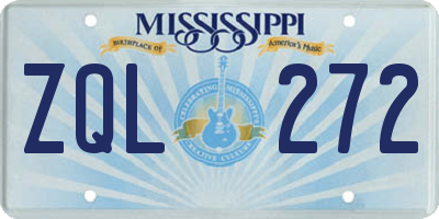 MS license plate ZQL272