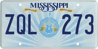 MS license plate ZQL273