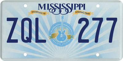 MS license plate ZQL277