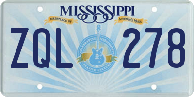 MS license plate ZQL278