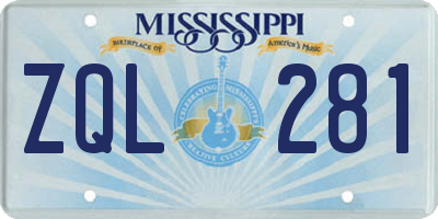 MS license plate ZQL281