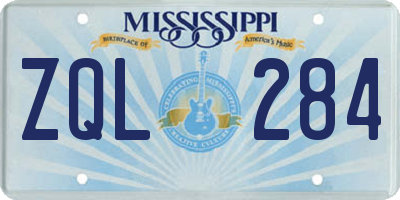 MS license plate ZQL284