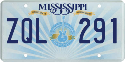 MS license plate ZQL291
