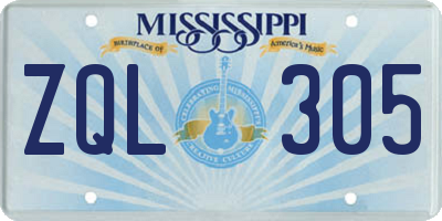 MS license plate ZQL305