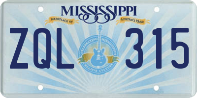 MS license plate ZQL315