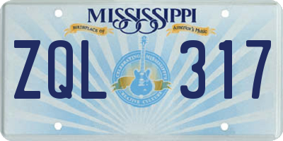 MS license plate ZQL317