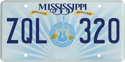 MS license plate ZQL320