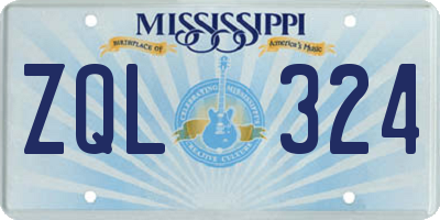 MS license plate ZQL324