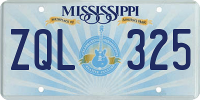 MS license plate ZQL325