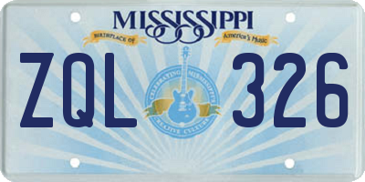 MS license plate ZQL326