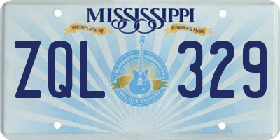 MS license plate ZQL329